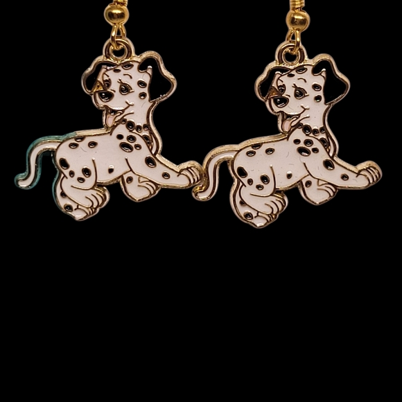 Playful Puppy Earrings in Black and White - Picture 2 of 3
